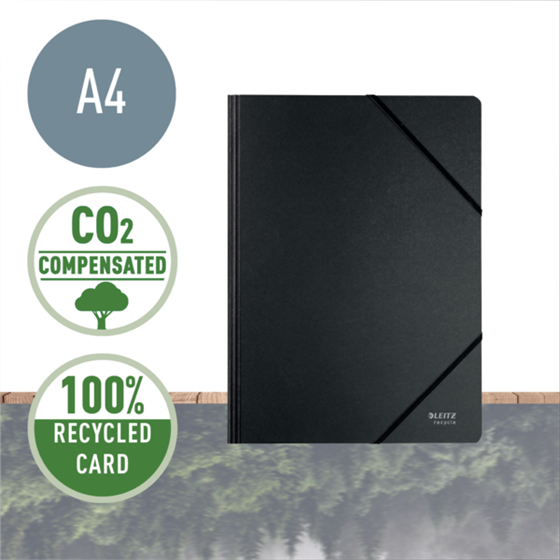 Carpeta De Cartón Con Gomas Leitz Recycle, Co2 Compensado Negro