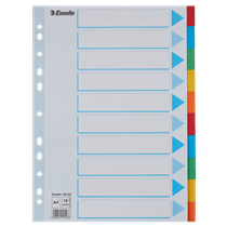 Separadores Cartón Multicolor 10 Pestañas En Blanco A4