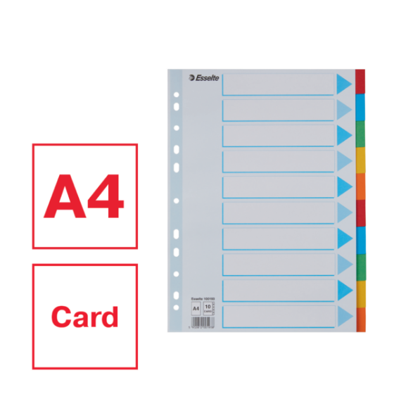 Separadores Cartón Multicolor 10 Pestañas En Blanco A4