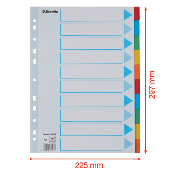 Separadores Cartón Multicolor 10 Pestañas En Blanco A4