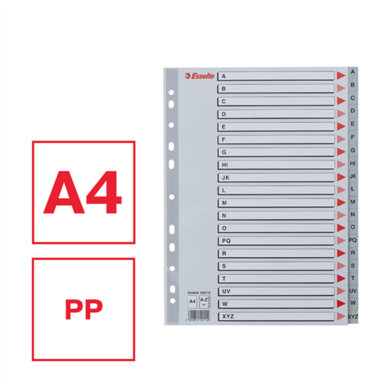 Abecedarios De Plástico Con Carátula Índice Gris A-Z A4