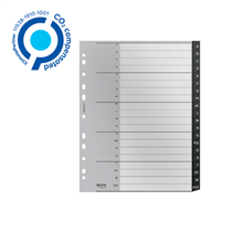 Índice Leitz Recycle, PP, Extra Ancho, Co2 Compensado Negro A-Z A4 Maxi