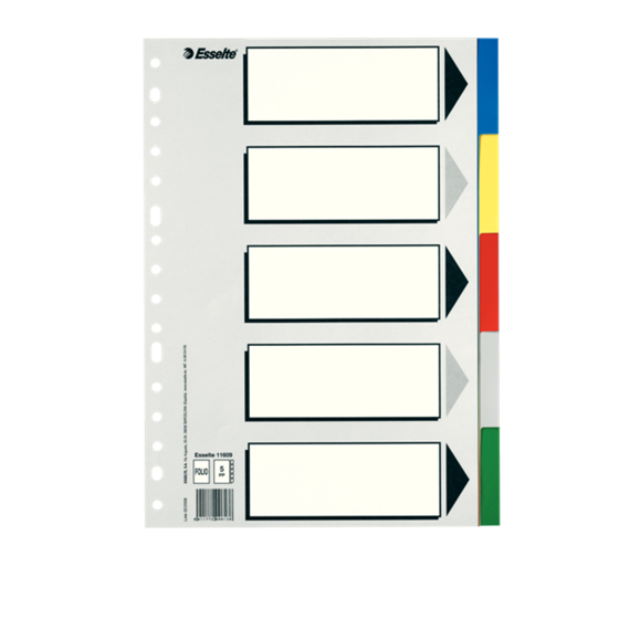 Separadores De Plástico  5 Pestañas En Blanco Folio