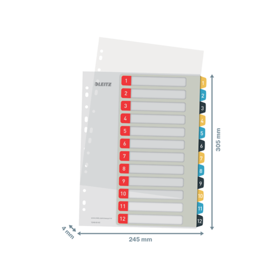 Índice Imprimible Leitz Cosy 1-12, PP  A4 Maxi