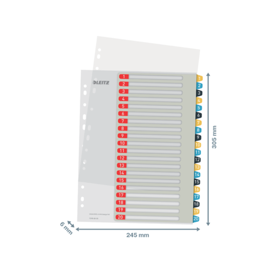 Índice Imprimible Leitz Cosy 1-20, PP  A4 Maxi