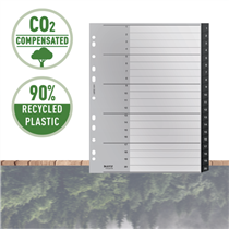 Índice Leitz Recycle, PP, Extra Ancho, Co2 Compensado Negro 1-20 A4 Maxi