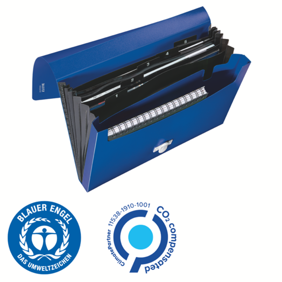Carpeta Acordeón Leitz Recycle, Co2 Compensado Azul A4
