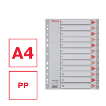 Índices Numéricos De Plástico Gris 1-12 A4