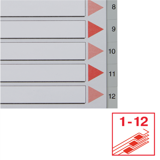 Índices Numéricos De Plástico Gris 1-12 A4