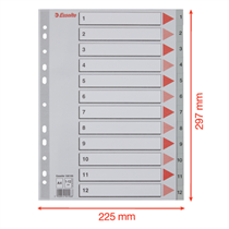 Índices Numéricos De Plástico Gris 1-12 A4
