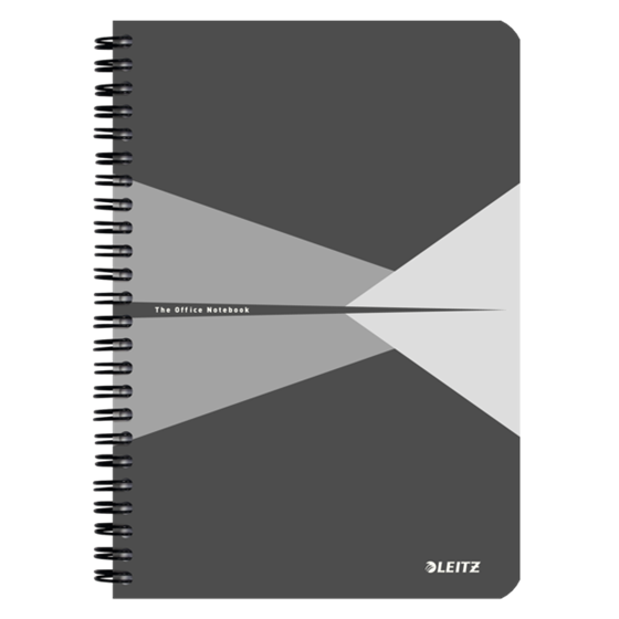 Cuaderno Leitz Office A5 cuadriculado, encuadernación Wiro con tapas de PP Gris 90 H. 90 g.