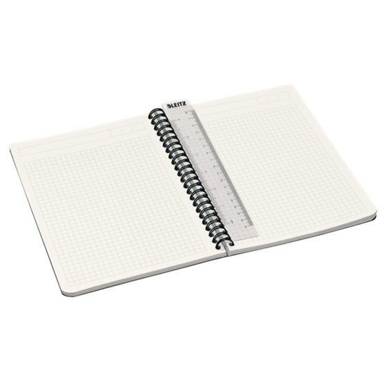 Cuaderno Leitz Office A5 cuadriculado, encuadernación Wiro con tapas de PP Gris 90 H. 90 g.