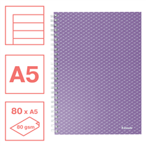 Cuaderno A5 con pauta rayada, encuadernado wiro Esselte Colour'Breeze lavanda 80 H. 80 g.