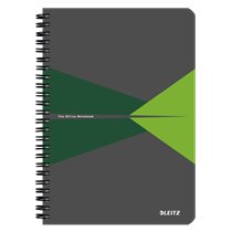 Cuaderno Leitz Office A5 cuadriculado, encuadernación Wiro con tapas rígidas Verde 90 H. 90 g.