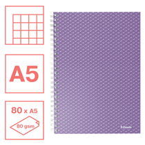 Cuaderno A5 cuadriculado, encuadernado wiro Esselte Colour'Breeze lavanda 80 H. .