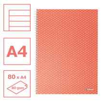 Cuaderno A4 con pauta rayada, encuadernado wiro Esselte Colour'Breeze coral 80 H. .