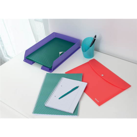 Cuaderno A5 con pauta rayada, encuadernado wiro Esselte Colour'Breeze coral 80 H. 80 g.