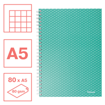 Cuaderno A5 cuadriculado, encuadernado wiro Esselte Colour'Breeze Verde 80 H. .
