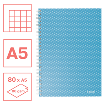 Cuaderno A5 cuadriculado, encuadernado wiro Esselte Colour'Breeze Azul 80 H. .
