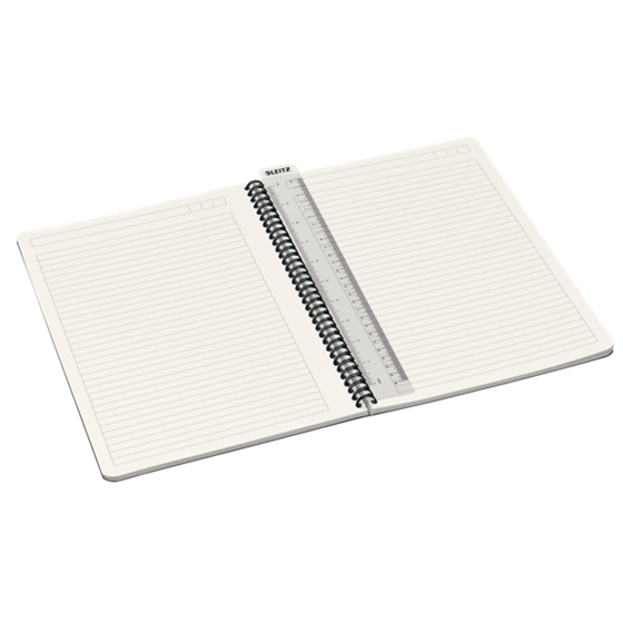 Cuaderno Leitz Office A4 con rayas, encuadernación Wiro con tapa rígidas Gris 90 H. 90 g.