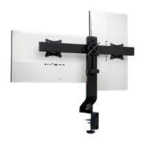 Brazo SmartFit® de ahorro de espacio para dos monitores Plata
