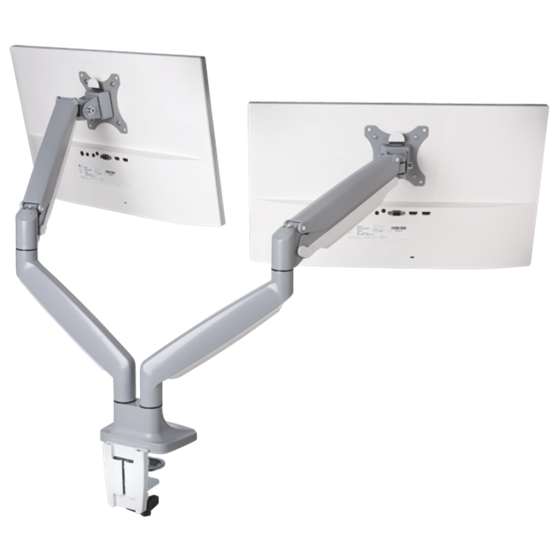 Brazo SmartFit® de altura ajustable con controles de un solo toque para dos monitores Gris