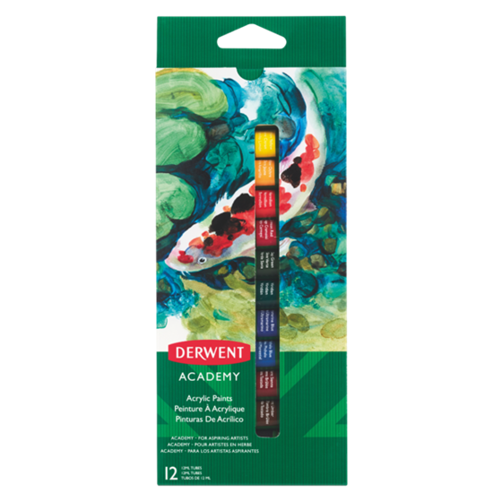 Pinturas Acrílicas Academy De 12 Ml De Derwent (Paquete De 12)