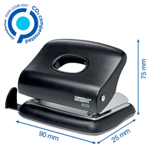 Taladro De Oficina Rapid Eco Negro 2 Mm/20 Hojas (Papel De 80 G/M²)
