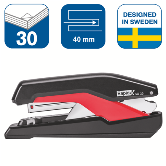 Grapadora Modelo Supreme Omnipress So30 Fullstrip De Rapid Negro/Rojo