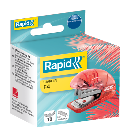 Mini Grapadora Rapid Colour'Breeze F4 Coral