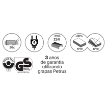 Grapadora Eléctrica De Grapado Plano E-120 Contactless De Petrus Negro