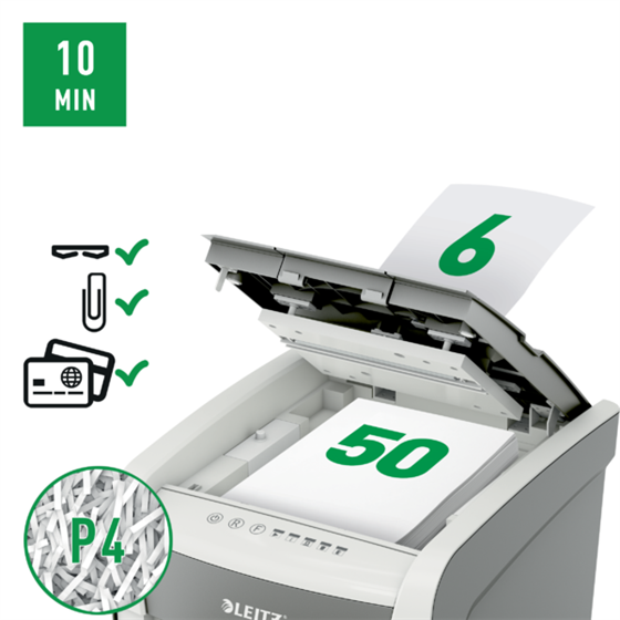 Destructora Automática Para Pequeña Oficina Leitz Iq Autofeed 50X P4