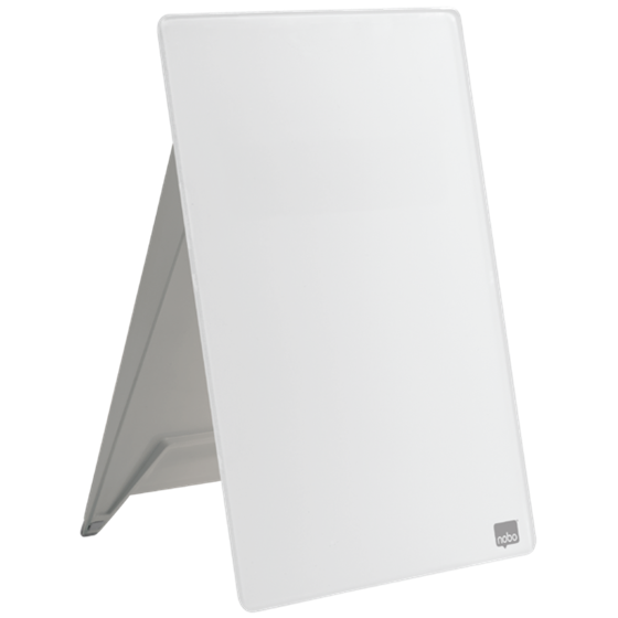 Atril De Sobremesa De Pizarra De Cristal Con Superficie De Borrado En Seco Nobo De 216X297 Mm Blanco Brillante