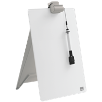 Atril De Sobremesa De Pizarra De Cristal Con Superficie De Borrado En Seco Nobo De 216X297 Mm Blanco Brillante