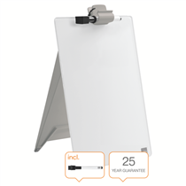 Atril De Sobremesa De Pizarra De Cristal Con Superficie De Borrado En Seco Nobo De 216X297 Mm Blanco Brillante