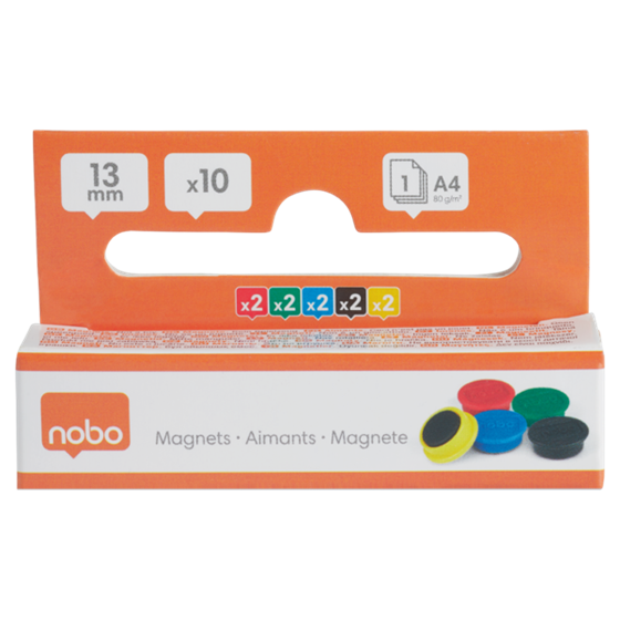 Imanes Magnéticos Para Pizarra Nobo, Paquete De 10 Imanes De Colores De 13 Mm Surtidos