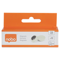 Imanes Magnéticos Para Pizarra Nobo, Paquete De 10 Imanes De Colores De 24 Mm Blanco