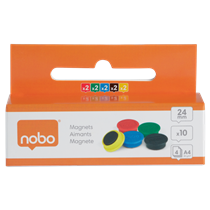 Imanes Magnéticos Para Pizarra Nobo, Paquete De 10 Imanes De Colores De 24 Mm Surtidos