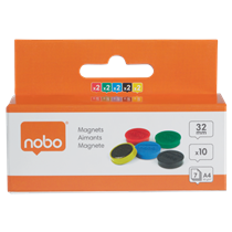 Imanes Magnéticos Para Pizarra Nobo, Paquete De 10 Imanes De Colores De 32Mm Surtidos