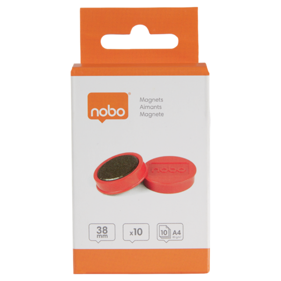 Imanes Magnéticos Para Pizarra Nobo, Paquete De 10 Imanes De Colores De 38Mm Rojo