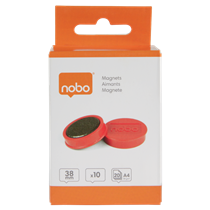 Imanes Magnéticos Para Pizarra Nobo, Paquete De 10 Imanes De Colores De 38Mm Rojo