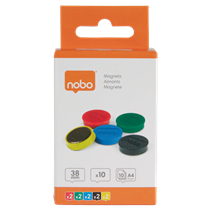 Imanes Magnéticos Para Pizarra Nobo, Paquete De 10 Imanes De Colores De 38Mm Surtidos