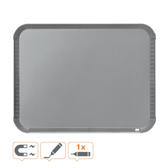 Mini Pizarra Magnética Nobo Con Marco Plateado Slim 220X280 Mm Plata