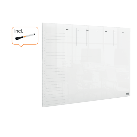 Mini Planificador De Pizarra Acrílica Transparente Nobo Semanal A3 De Sobremesa O Montado En Pared Transparente