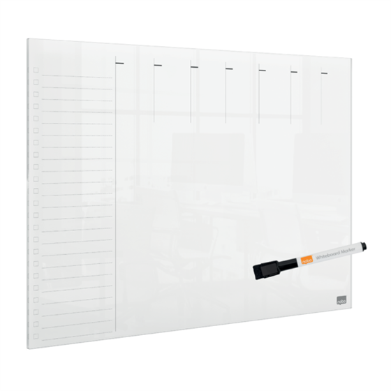 Mini Planificador De Pizarra Acrílica Transparente Nobo Semanal A3 De Sobremesa O Montado En Pared Transparente
