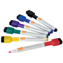 Mini Rotulador Para Pizarra Blanca Nobo Con Tapa De Borrador Magnética, Paquete De 6 Colores Surtidos. Surtidos