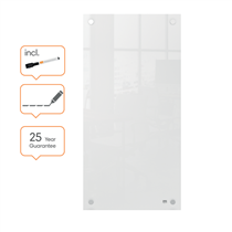 Panel De Pizarra Blanca De Cristal Pequeño Nobo 300X600 Mm Blanco