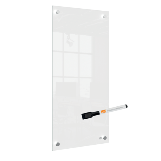 Panel De Pizarra Blanca De Cristal Pequeño Nobo 300X600 Mm Blanco