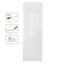 Panel De Pizarra Blanca De Cristal Pequeño Nobo 300X900 Mm Blanco