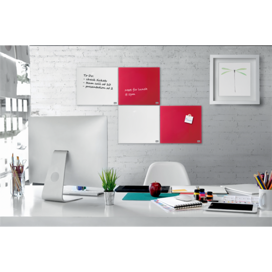 Pizarra Blanca De Cristal Magnético Pequeña Nobo 300X300 Mm Blanco Brillante